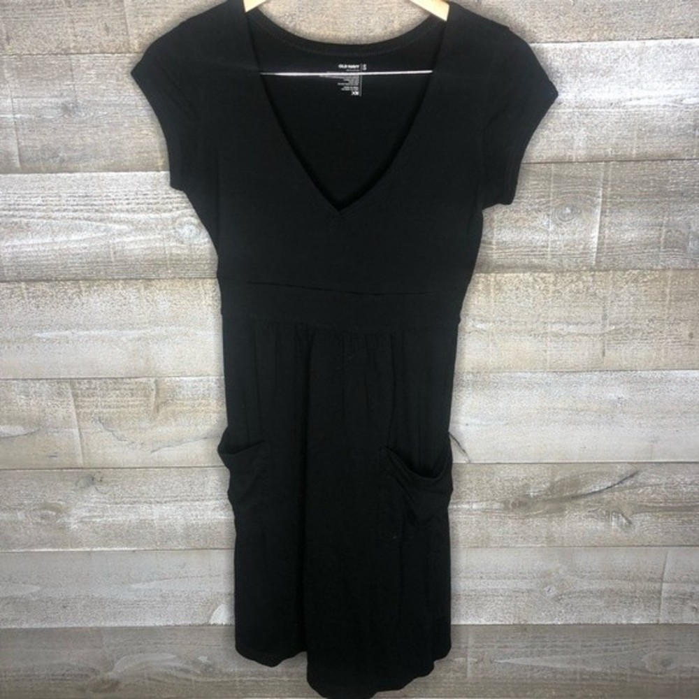 Old Navy small black midi front pocket midi comfort lounge casual dress